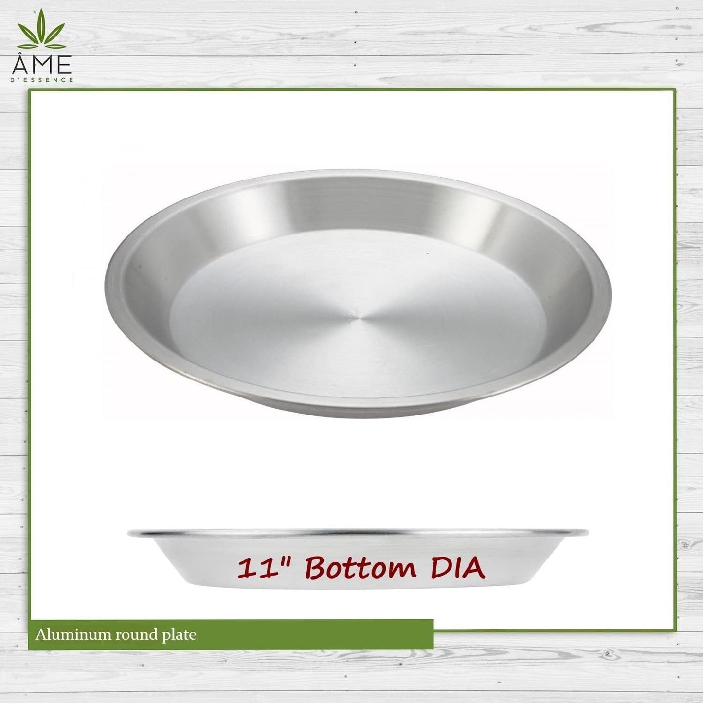 AME D'ESSENCE (1PC-11) Aluminum Pie Pan Commercial Grade Round Pie Plate Size 11" x 1mm Thick