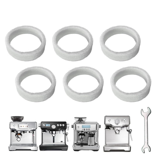 6-Piece Felt Washer Replacement for Breville Espresso Machine Grinders - Compatible with BES870/BES878/BES880/BES980/BCG820 Models, Espresso Grinder Felt Ring Eiranoly