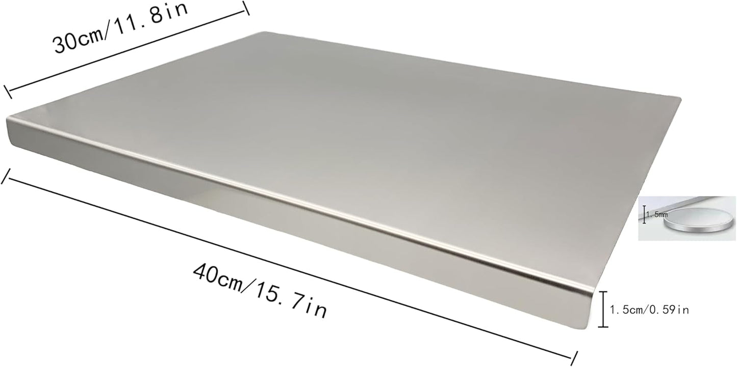 Stainless Steel Cutting Boards for Kitchen,Baking Board,Pastry Board,kneading Panel - Suitable for Cutting Vegetables, Fruits, Meat,bread - Easy To Clean and Store (40x30cm/15.7x11.8in)