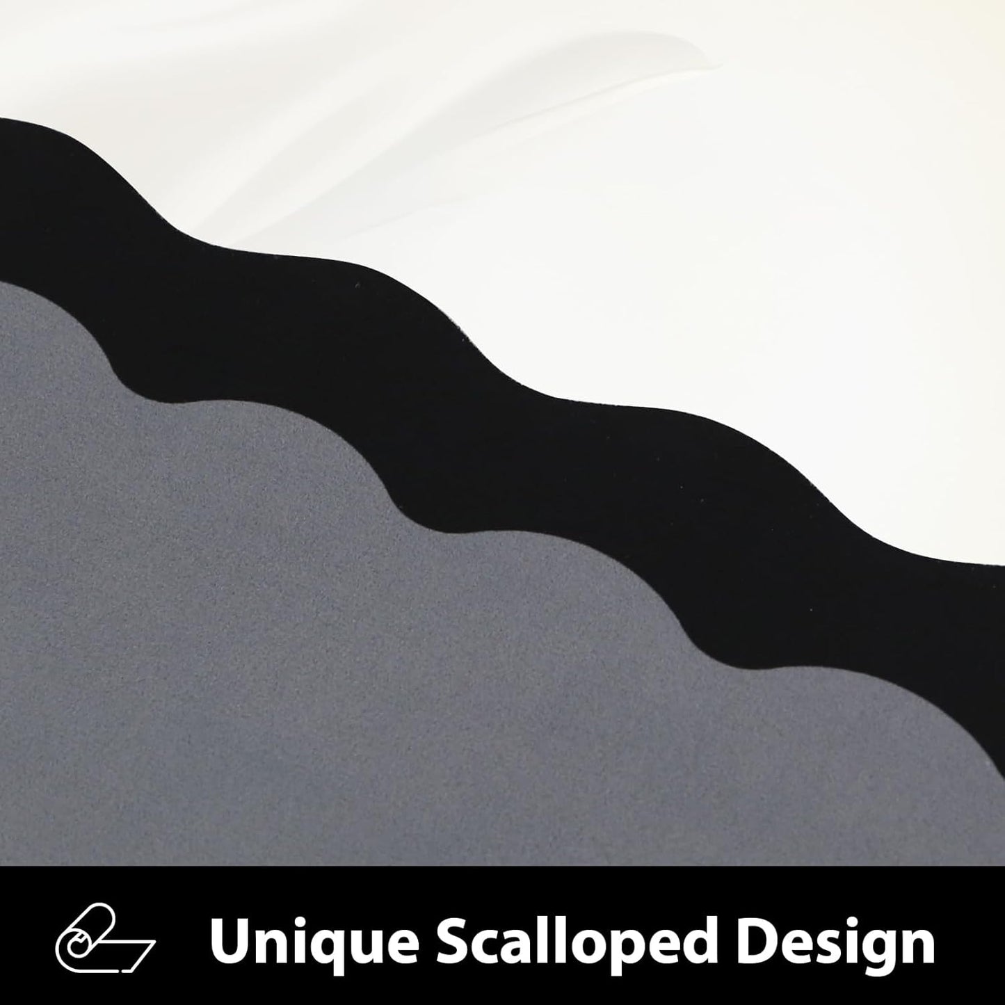 Scalloped Coffee Bar Mat for Countertop, Cute Dish Drying Mats for Kitchen Counter, Diatomite Absorbent Mat for Coffee Station, Kitchen Aesthetic Decor (16"x24", Black)