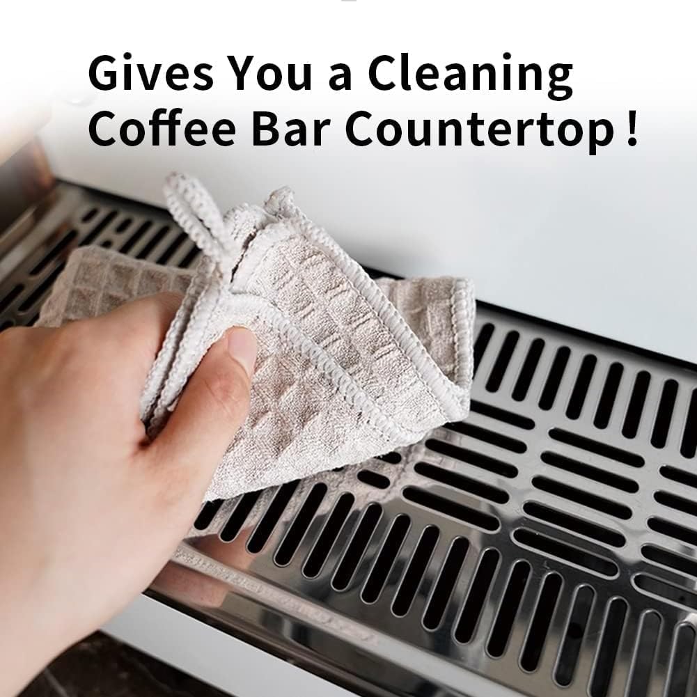 Barista Micro Cloth 4 Pack - watchget Microfiber Barista Cleaning Towels Coffee Cleaning Accessories for Espresso Machine, Steam Wand, Countertop, Khaki(12"x12")