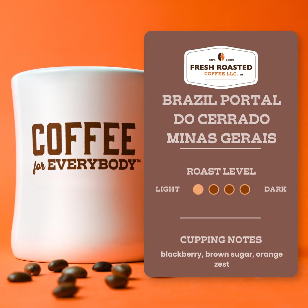 Fresh Roasted Coffee, Brazil Minas Gerais, 12 oz, Light Roast, Kosher, Ground