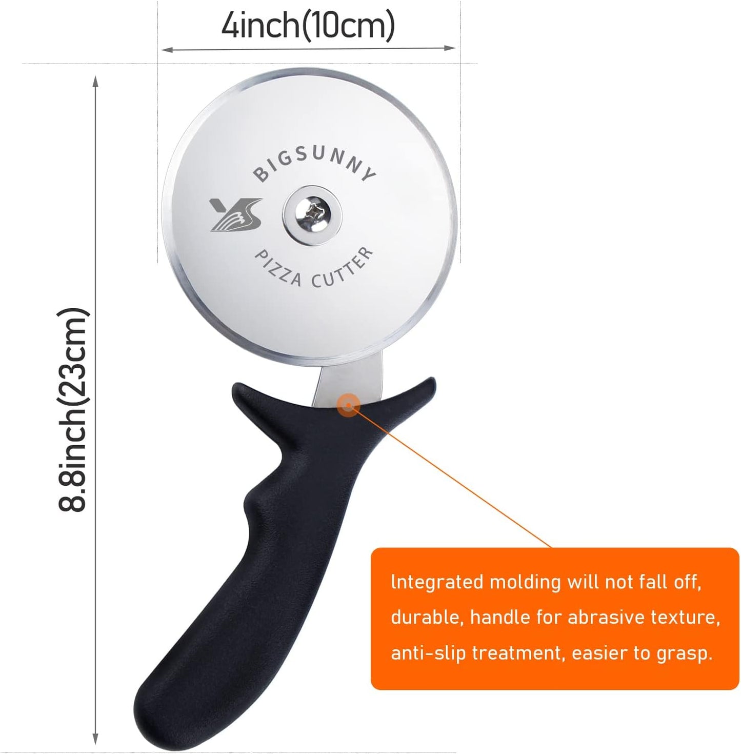 MSY BIGSUNNY Pro Pizza Cutter, Stainless Steel Pizza Cutter Wheel, with Super Sharp Pizza Slicer Dia 4-inch(10cm), Dishwasher Safe
