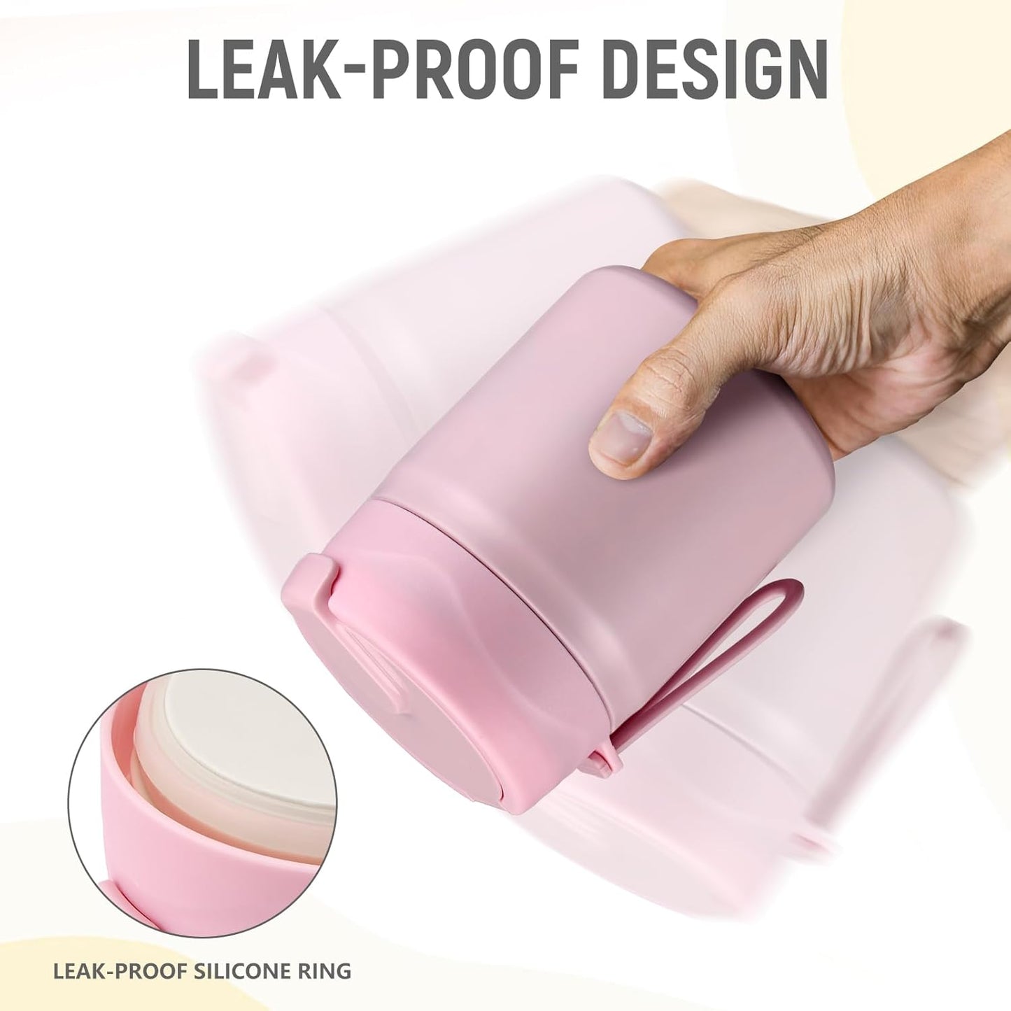 17oz Soup Thermo for Hot Food Kids Insulated Vacuum Food Jar with Stainless Steel Spoon Wide Mouth Thermo Leakproof Lunch Food Container Kids Hot Lunch Box (Pink)