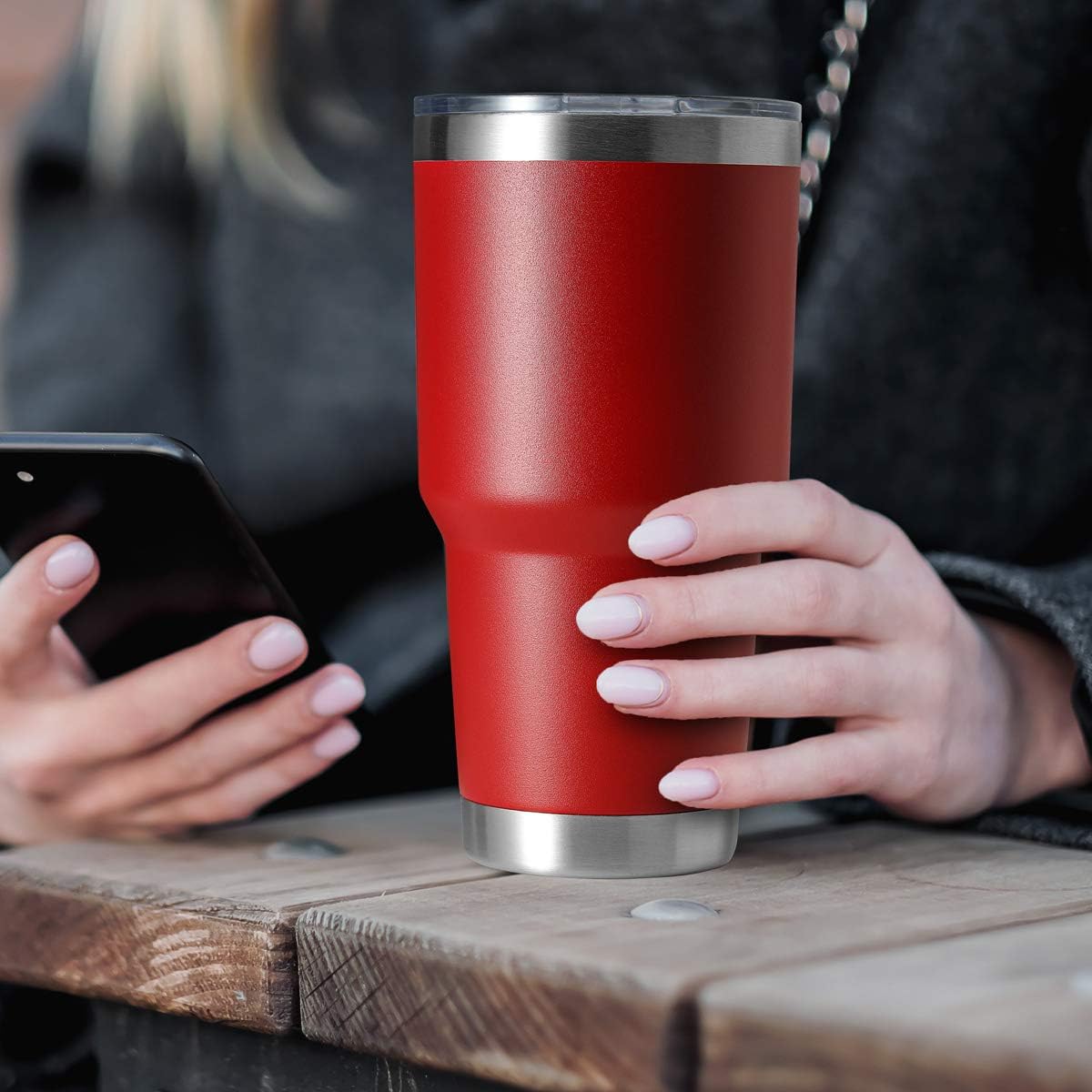 HASLE OUTFITTERS 30oz Stainless Steel Tumbler, Double Wall Vacuum Insulated Travel Mug Tumbler, Durable Insulated Coffee Mug, Gift Box Set (Red, 1)