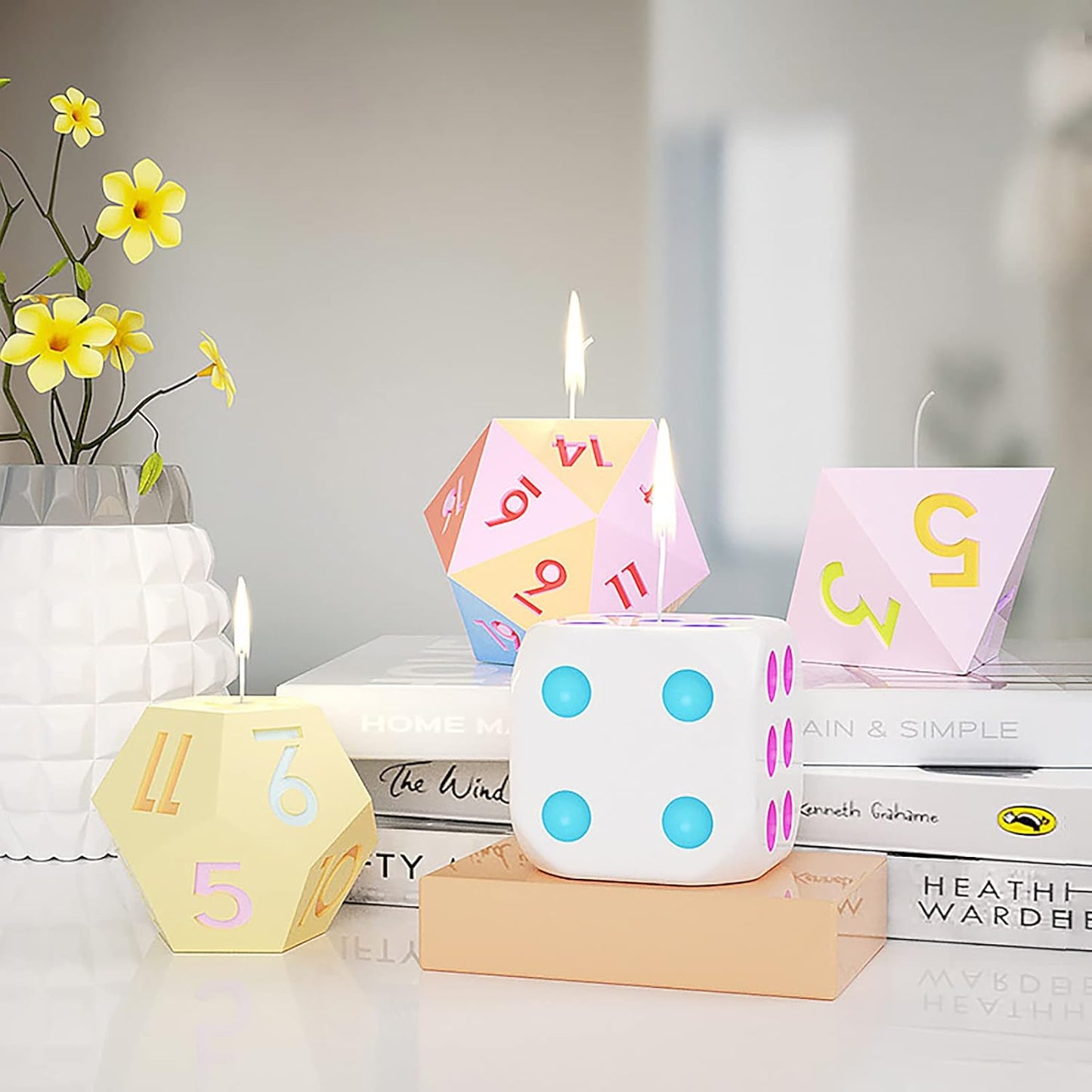 4 Pack Resin Mold Set - 4 Inch Dice, Triangle, Pentagon, 3D Candle & Chocolate Mold for Resin Candle & Soap Making