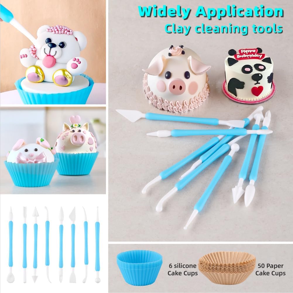 Cake Decorating Kit: Decorating Supplies Tools Kit 208 PCS Baking Accessories Include Spiping Bags and Tips Set, Piping Tips Set, Spatulas, Cake Scraper, 50 Piping Bags, Blue