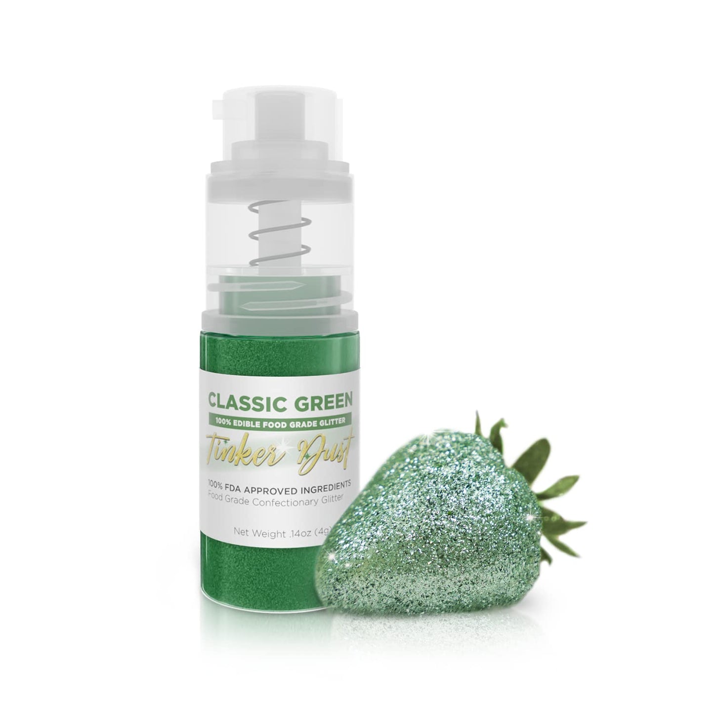 Bakell - Classic Green Tinker Dust (4g, 1x Mini Spray Pump) Edible Glitter for Food, Desserts, and Beverages!