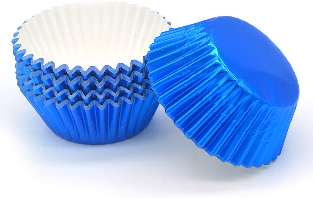 Standard Blue Foil Cupcake Liners Muffin Baking Cups for Party and More, 100-Count