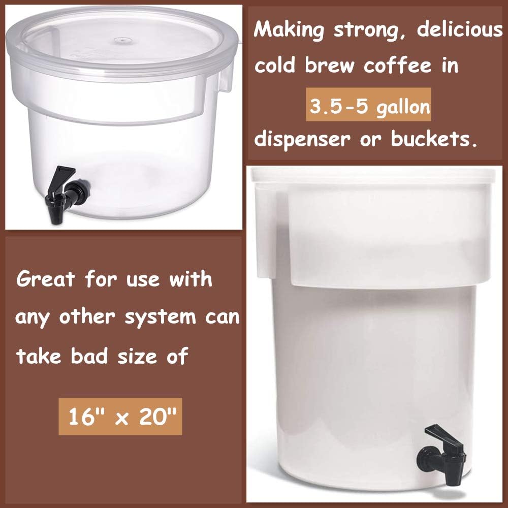 Commercial Cold Brew Coffee Filters - 100 Count Cold Brew System Filter Bags Disposable Fine Mesh Brewing Bags Commercial Coffee Filters 16''x20'' Fits 5 Gallon Buckets Coffee Shop Restaurants