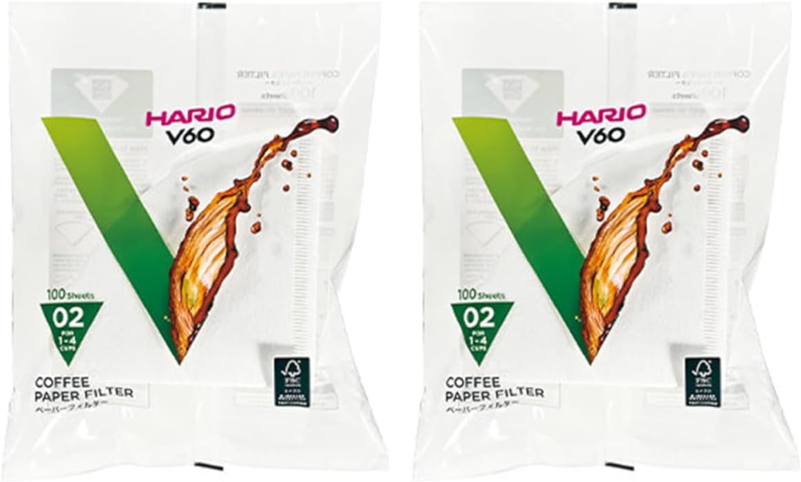 Hario V60 Paper Coffee Filter, Size 02, White, 200ct