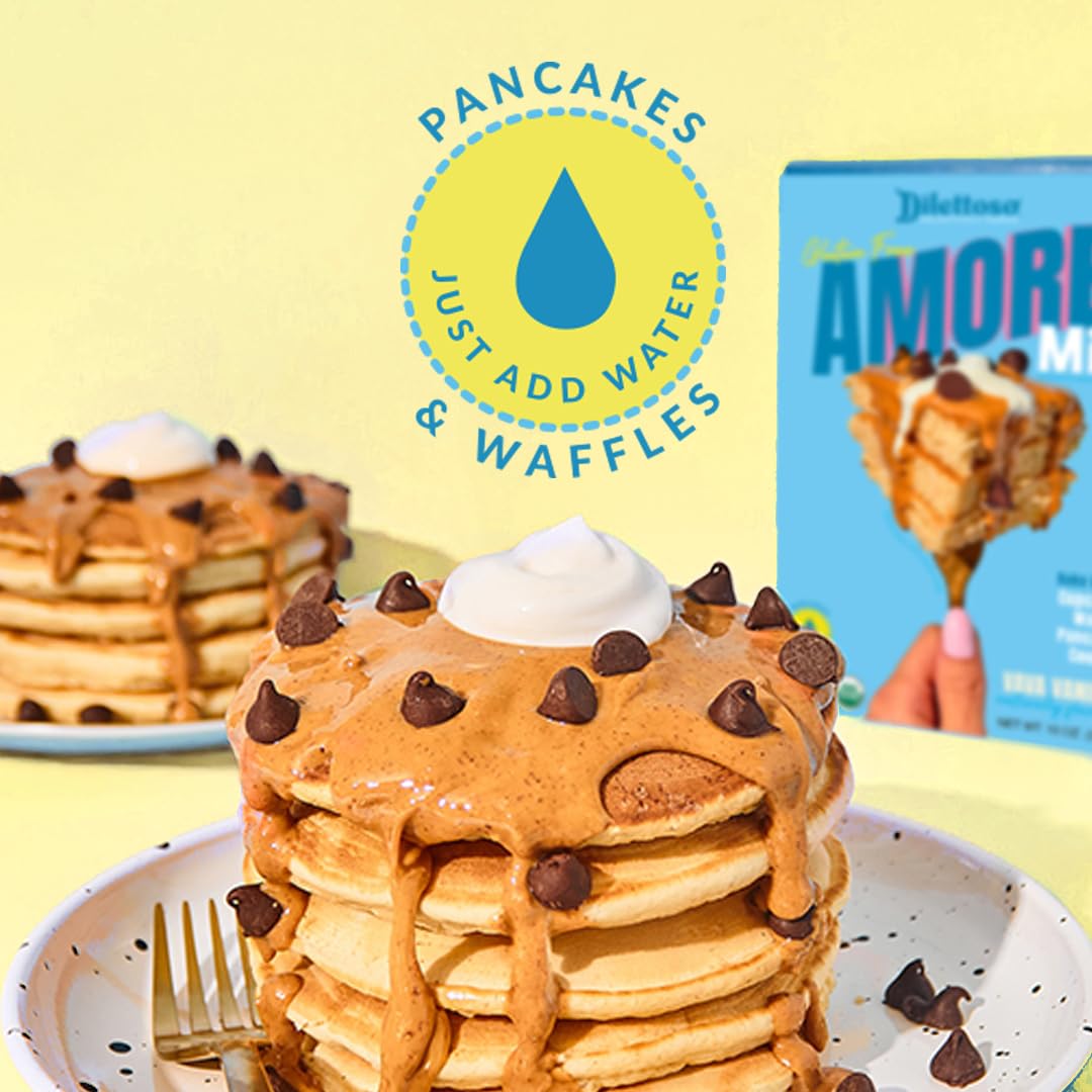 Dilettoso's Organic Gluten-Free Oat Flour Baking Mix | Vanilla | Pancakes, Waffles, Cupcakes, Brownies, and Cookies | 10oz AMORE Mix (2 Boxes)