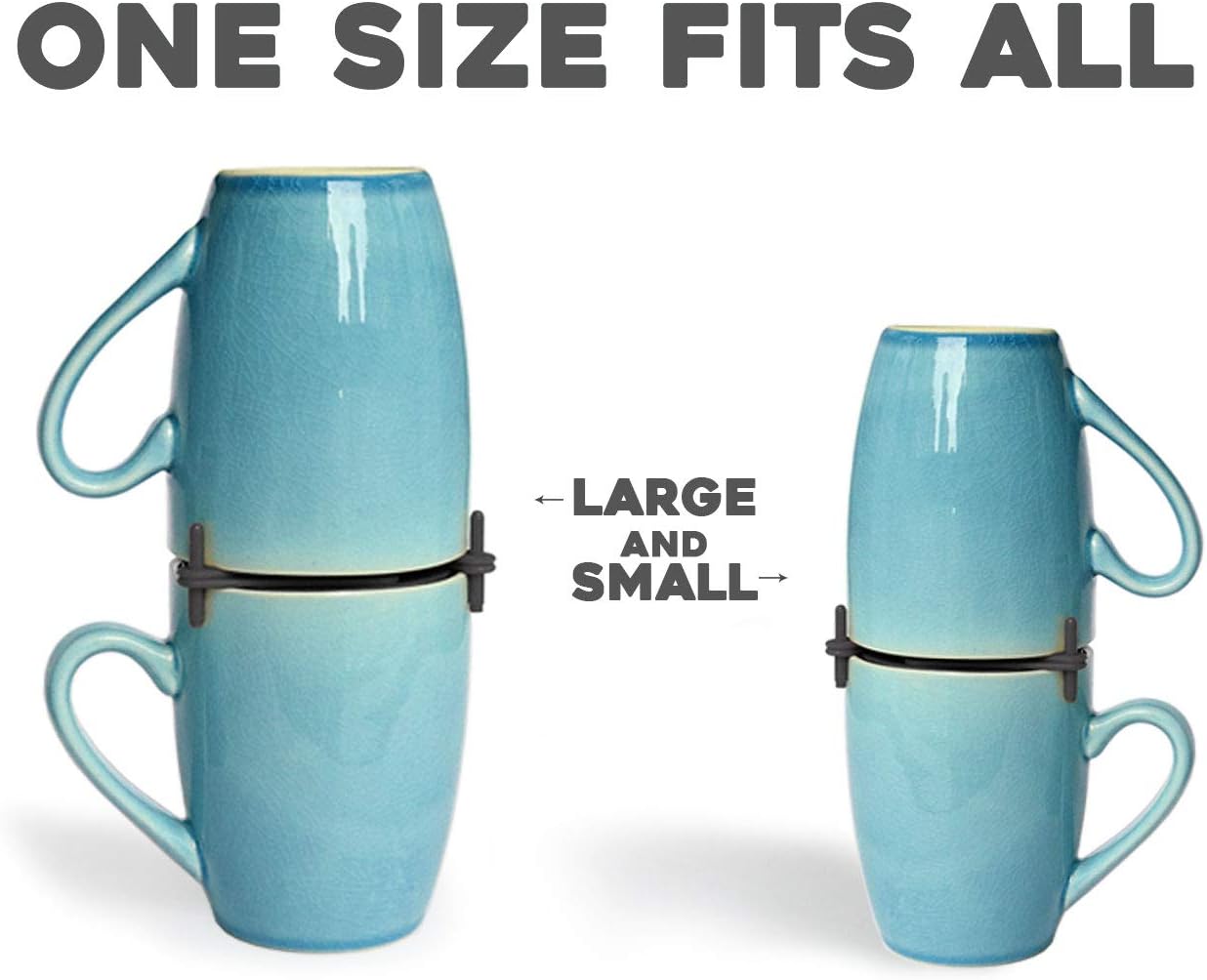 ELYPRO Coffee Mug Organizers and Storage, Kitchen Cabinet Shelf Organizer - Cupboard and Pantry Organization, Expandable Stackable Gadget for Tea Cup and Coffee Mugs, Save Space (Black)