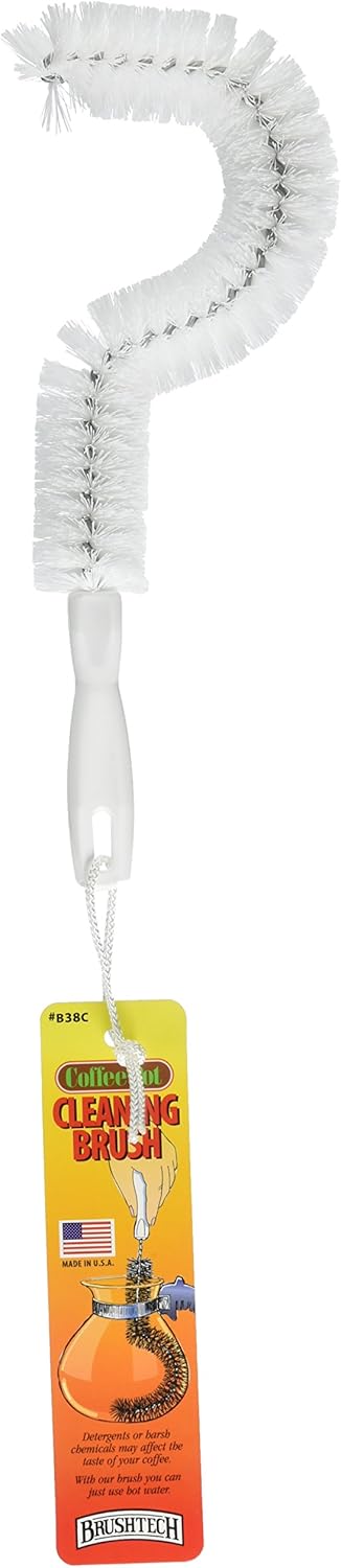 Brushtech Coffee Pot Cleaning Brush - Curved Design for Deep Clean Coffee Pot Care with Soft Bristles, Comfortable Handle, No-Soap Scrubbing Action – Made in The USA