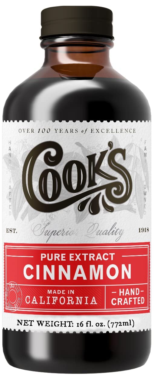 Cook's Pure Cinnamon Extract Made From Fine Ceylon Cinnamon, Premium All Natural Cinnamon Extract for Baking, Cooking, Beverages and Candies, 16 oz
