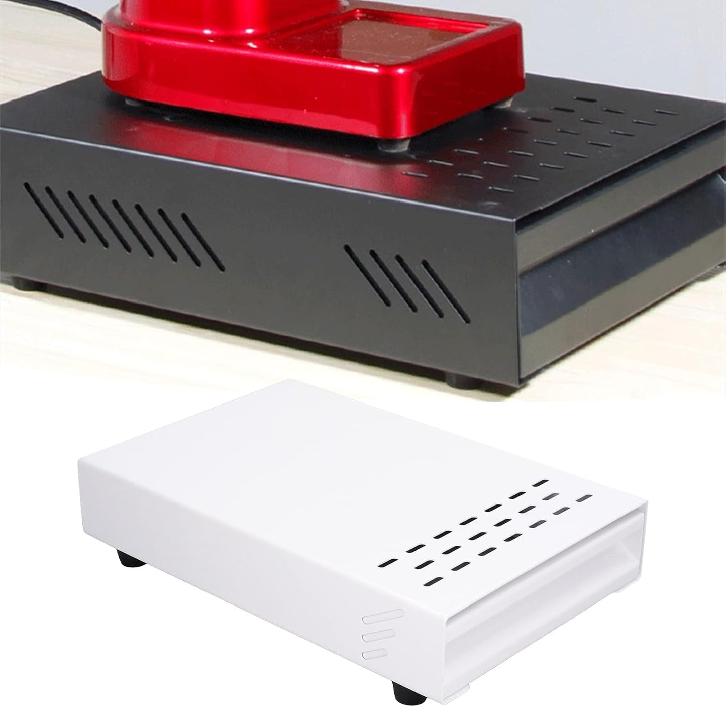 Coffee Knock Box Drawer, stainless steel Coffee Powder Box, Coffee Knock Box with Removable Rubber Strike Wood Pole and Non Slip Base (White)