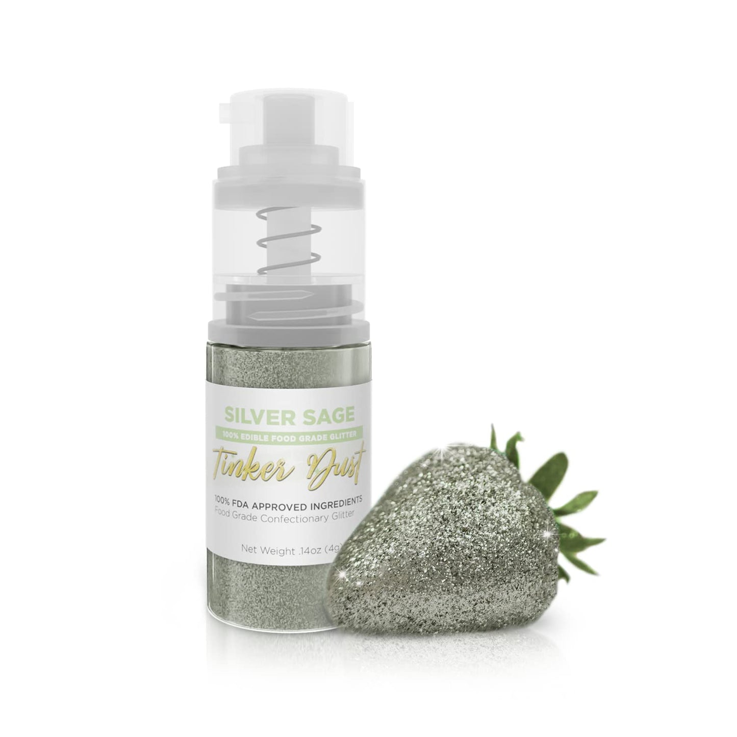 Bakell - Silver Sage Tinker Dust (4g, 1x Mini Spray Pump) Edible Glitter for Food, Desserts, and Beverages!