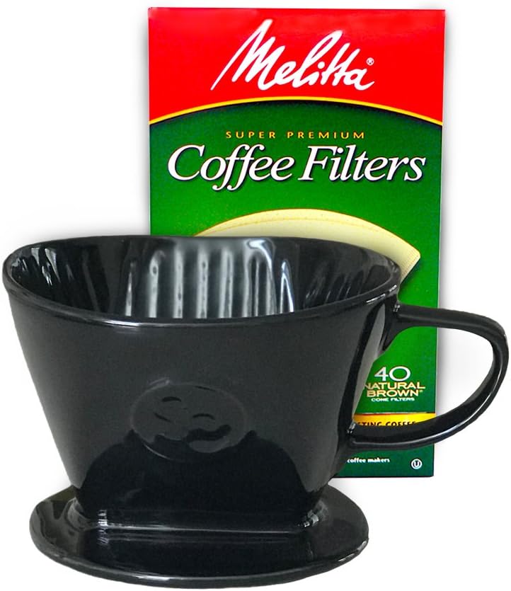 Coffee Pour Over Single Cup Ceramic Brewer Coffee Maker (Black)