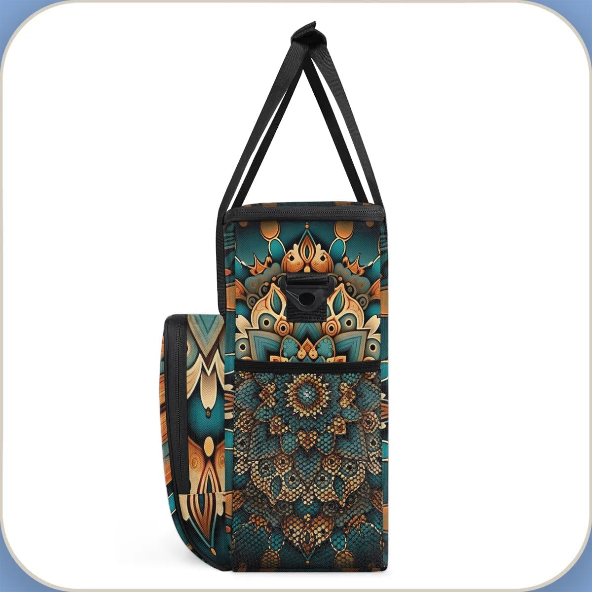 mandala flower beautiful Coffee Maker Carring Bag Travel Carrying Storage Tote Bag Compatible with Keurig K-Mini or K-Mini Plus Portable Single Serve Coffee Brewer Case with Pockets for K-cup Pods