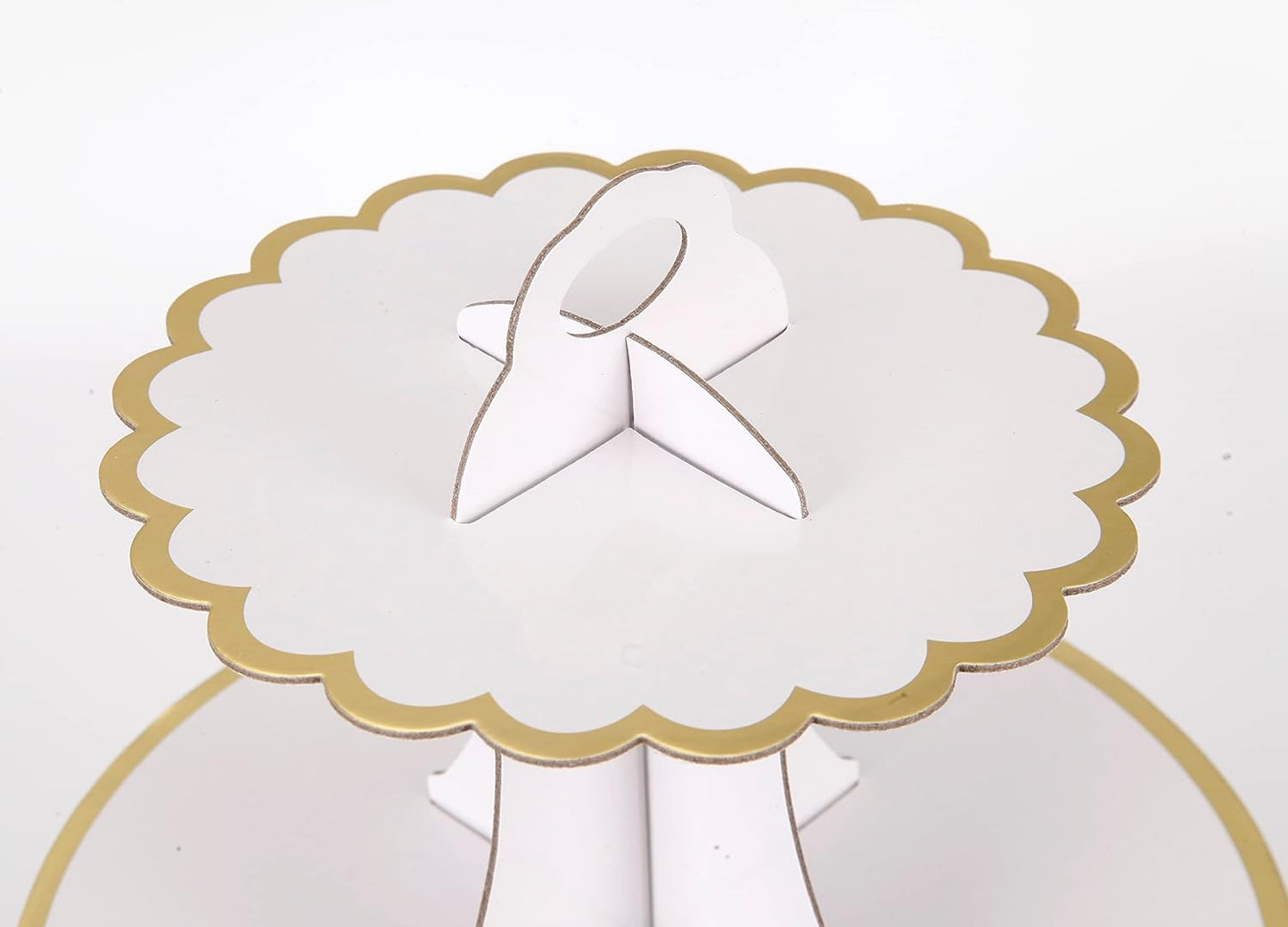 3-Tier Cupcake Stand, Lace Trim Cake Stand Holder, Tiered DIY Cupcake Stand Tower for Dessert Table Displays, Birthday Theme Party Favors Decoration, Floral Tea Party, 12" W x 12.8" H, White