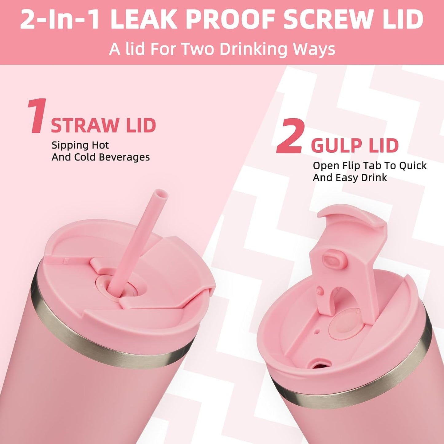 BJPKPK 22oz Tumbler With lid And Straw Stainless Steel Travel Coffee Mug Insulated Tumblers Cups,Light Pink