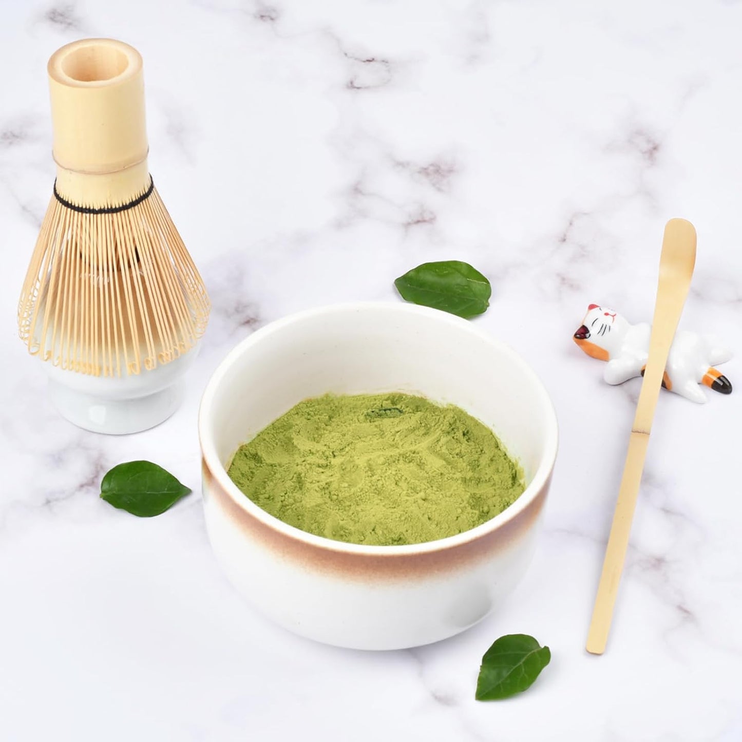 Matcha Tea Set, Matcha Accessories, Matcha Whisk Set Included Matcha Bowl, Bamboo Matcha Whisk, Scoop, Matcha Whisk Holder, Spoon Stand, Japanese Matcha Set for Beginners, Mocha