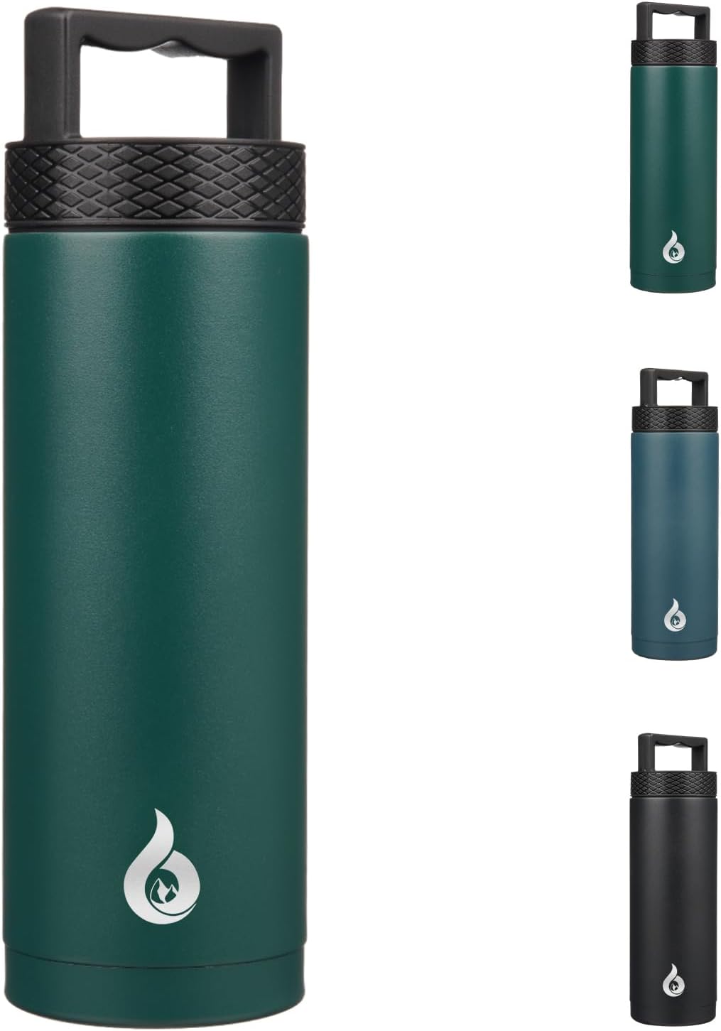 BJPKPK Insulated Water Bottles, Dishwasher Safe 18 oz Water Bottle with Handle, Leakproof BPA Free Water Jug, Stainless Steel Thermos for Sports, Army Green