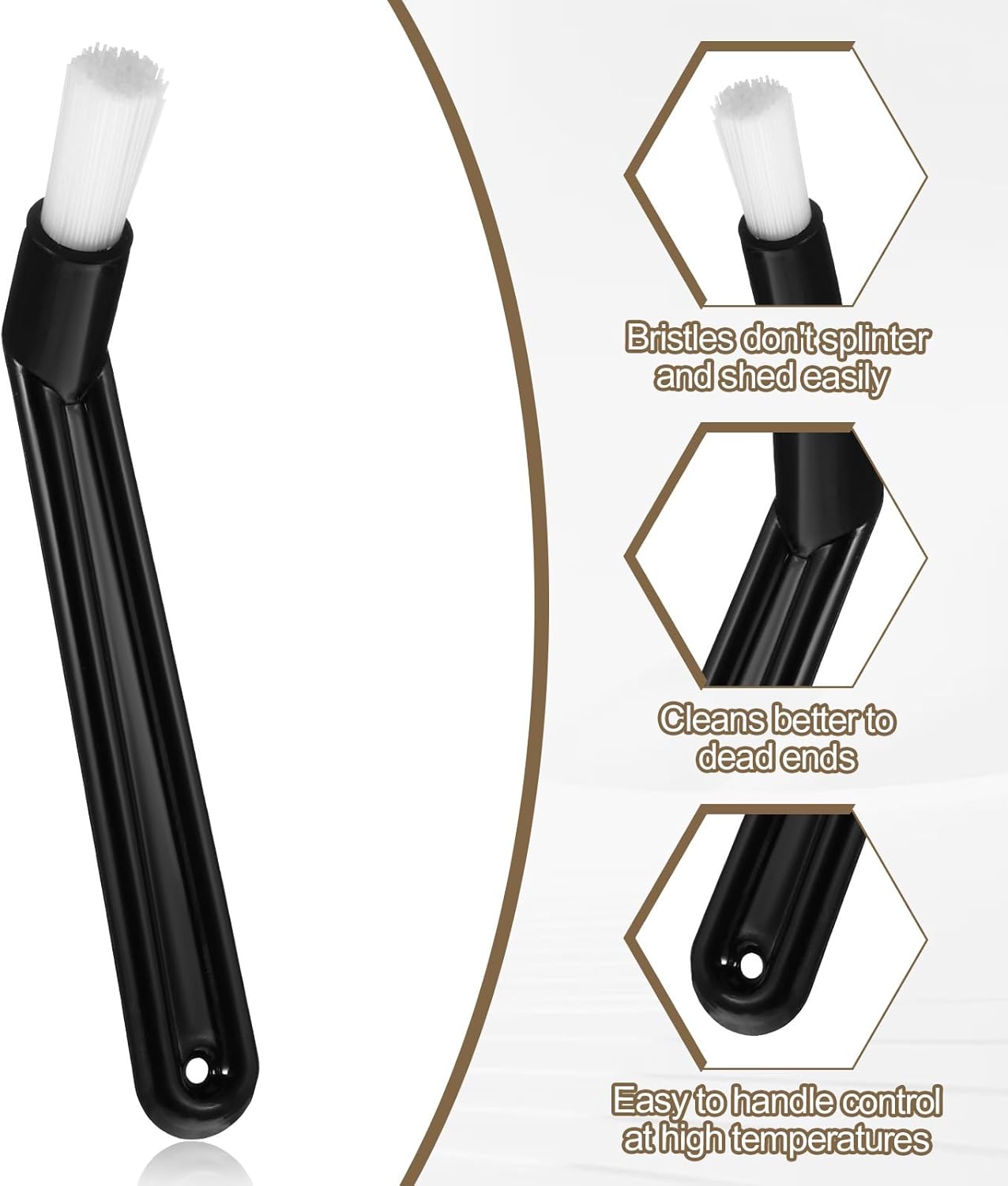 5 PCS Espresso Machine Brush, 6" Length Nylon Head Espresso Brush Coffee Cleaning Brushes Black Coffee Grinder Brushes for Cleaning Espresso-Machines, Grinders