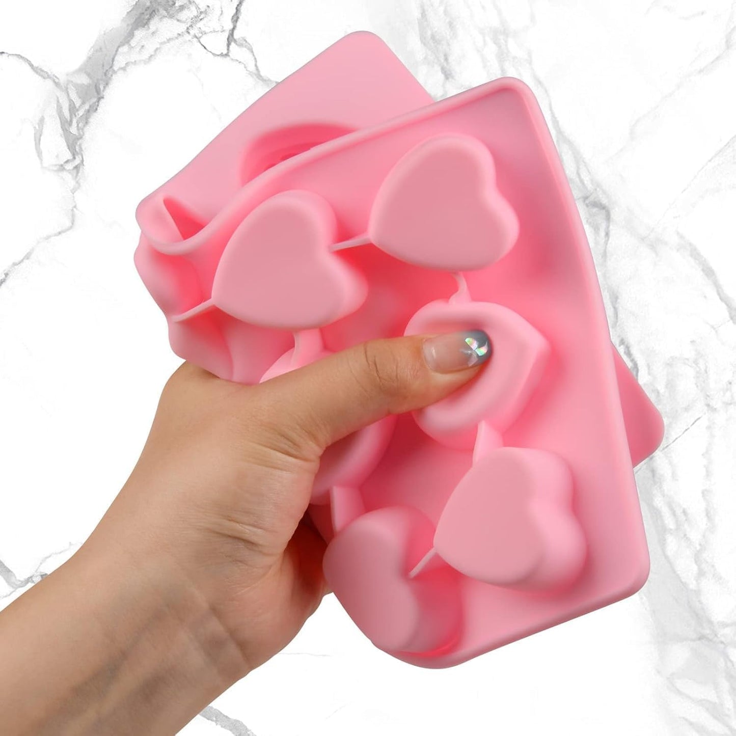 Silicone Heart-Shaped Chocolate Molds - Set of 1 Non-Stick Candy Heart Molds Silicone, for Baking, Candy, Gummy, Food Grade - Pink