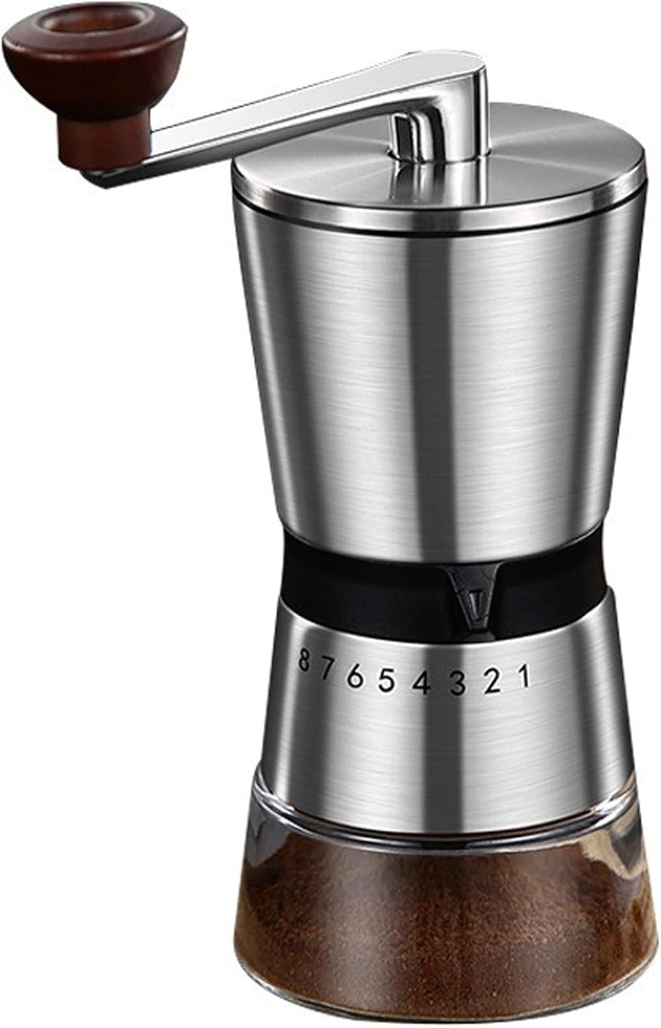 Precision Manual Coffee Grinder Large Capacity for Home Use, 8 Adjustable Coarseness Setting, Ceramic Burr Hand Held Stainless Steel Espresso Bean Mill for Travel Camping, Easy to Clean