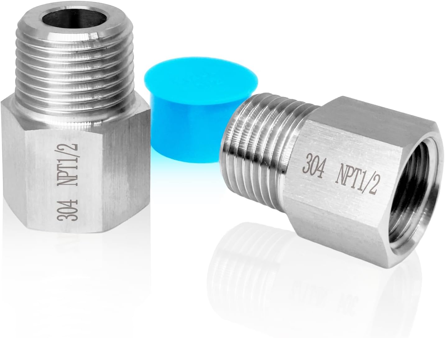 2 pieces NPT1/2 Female to NPT1/2 Male adapter,Reducer Adapter, Fabricate of 304 Stainless Steel.