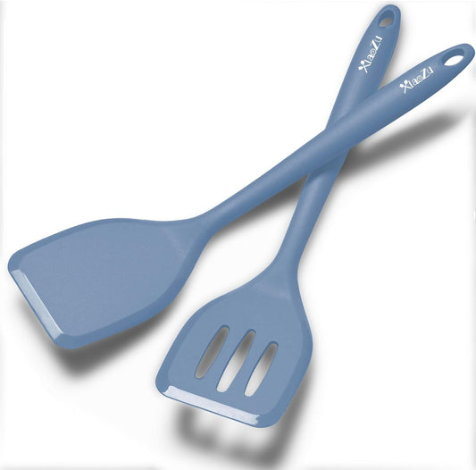 Silicone Spatula Turner Set, High Heat Resistant Spatulas with Seamless One Piece Design, Nonstick Rubber Flippers Utensils for Baking & Cooking,BPA-Free, Starry Blue,11IN