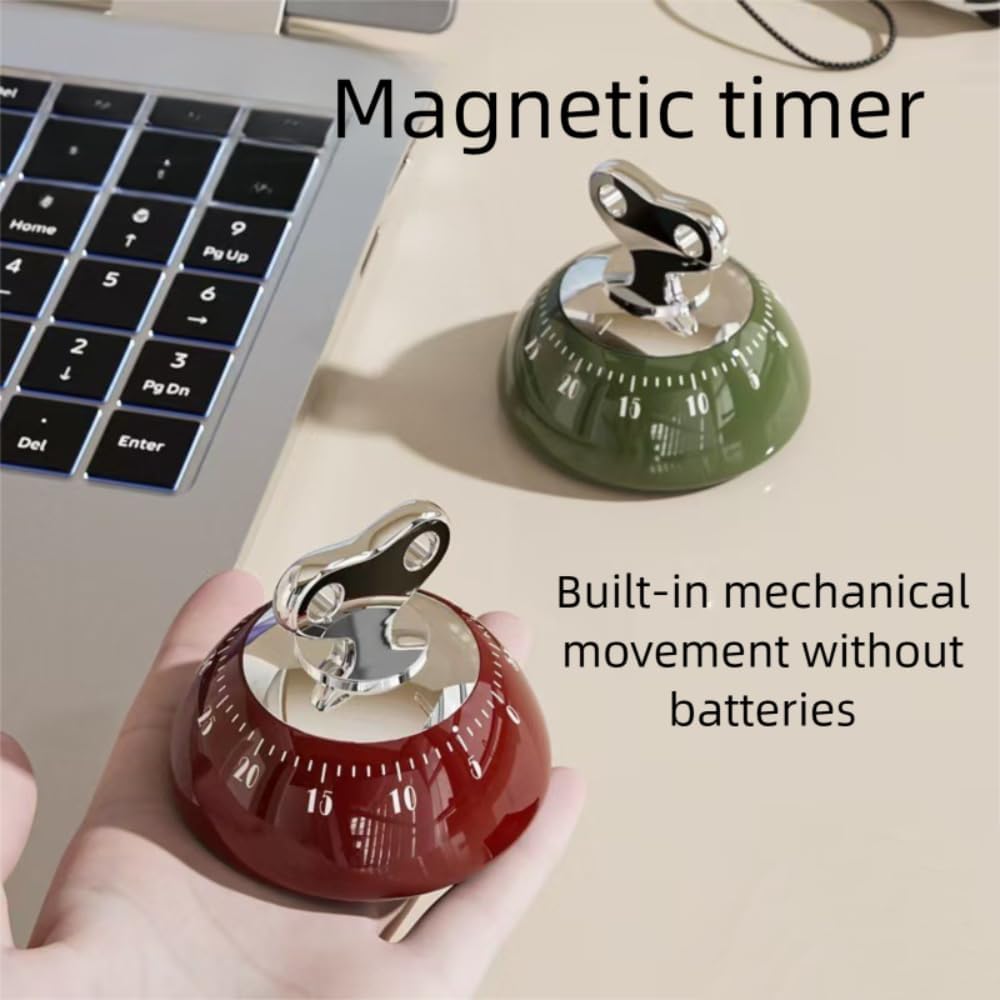Kitchen Timers for Cooking, 100% Mechanical Cooking Timer，No Batteries Required，Magnetic Back. (Cream)