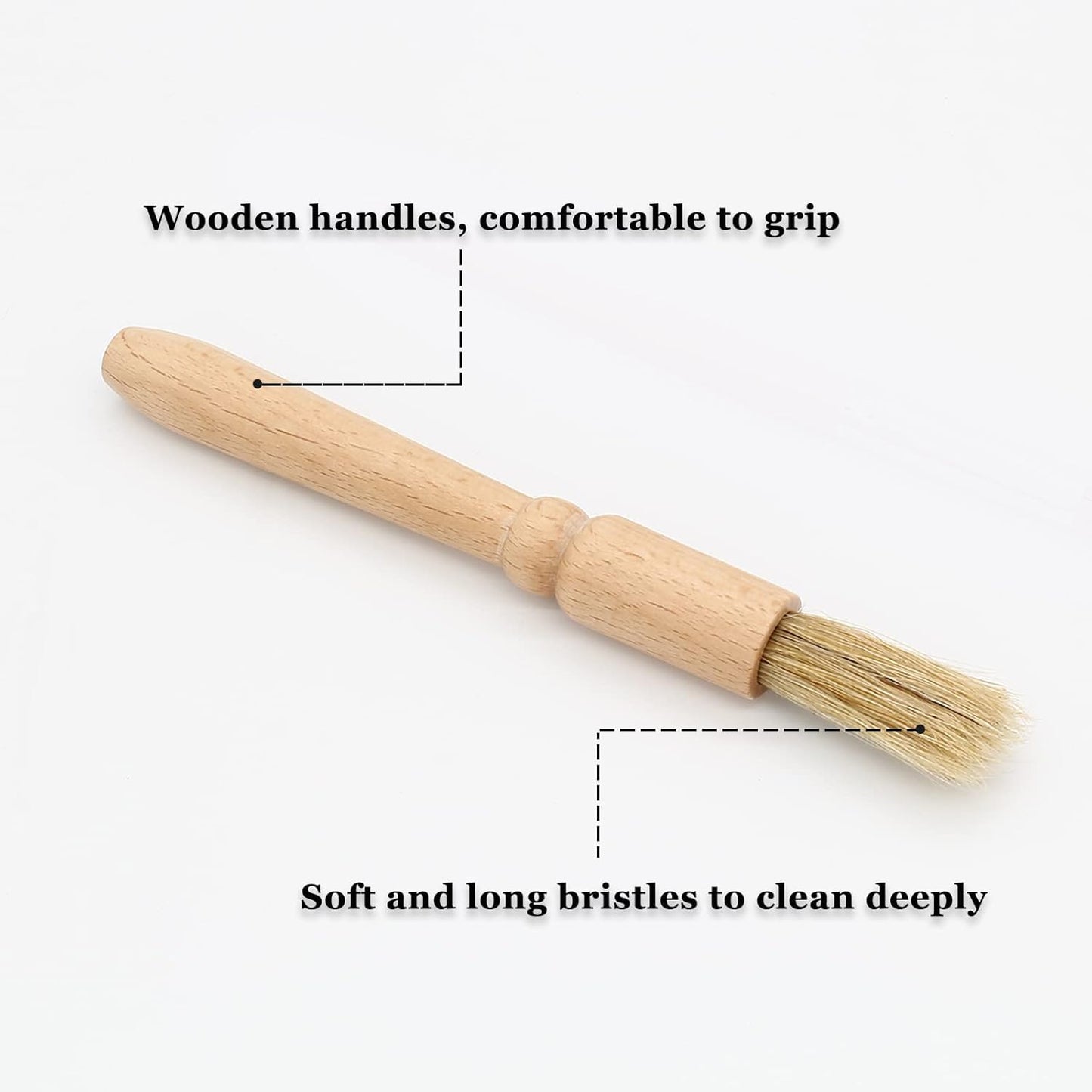 Coffee Grinder Cleaning Brush, Espresso Machine Brush Kit Wood Handle & Natural Bristles Wood Dusting Espresso Brush Set with Spoon for Bean Grain Coffee Tool (Pack of 4)