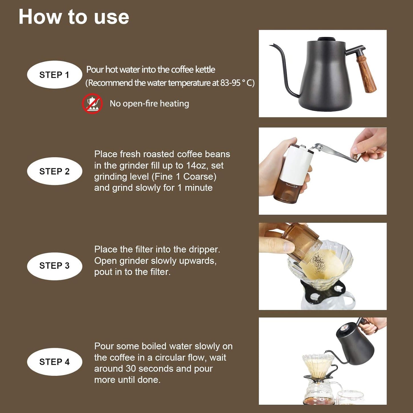 SOTECH Pour Over Coffee Maker Set Coffee Kettle Scale Ceramic Server Ceramic Dripping Cup Bean Grinder Filter Paper Ceramic Cup ALL in 1 Portable Metal Box for Traveling