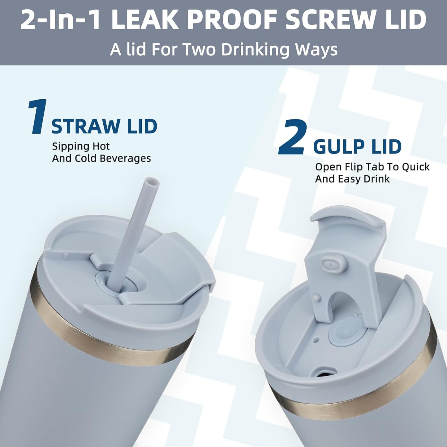 BJPKPK 34oz Stainless Steel Insulated Tumbler With lid And Straw Travel Coffee Thermal Tumblers Cup For Women And Men,Modern Blue