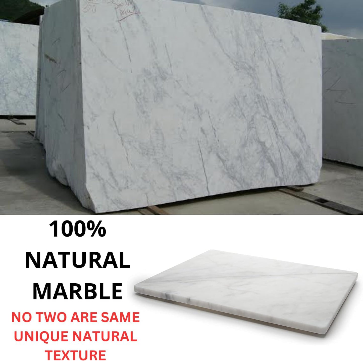 KC KULLICRAFT 8×12 White Marble Cheese & Charcuterie Serving Board – Natural Marble Cutting Board & Pastry Slab with Non‑Slip Feet – Premium Stone Kitchen Tray Gift.