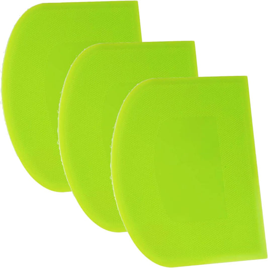 SURDOCA Dough Scraper Bench Scraper - 3P 7.1x4.9" Plastic Flexible Bowl Scraper, Sharp Edge & Angles Cake Scraper. Non-Slip Bakeware Decorating Tools Sculpting & Modeling Tools - Pure Green