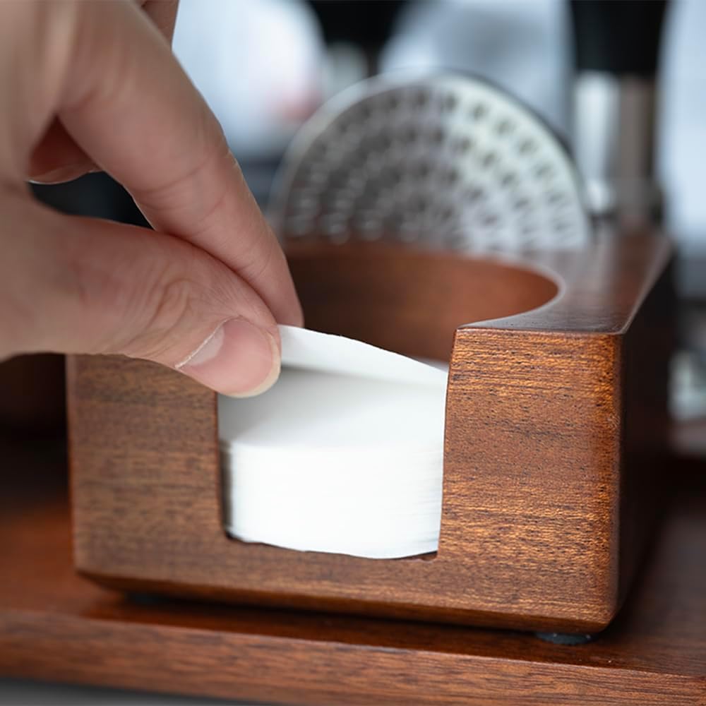 2 IN 1 Holder Stand For the Coffee Filter Paper and Espresso Puck Screen,Sapele Premium Solid Wood Organizer For Tidying Espresso Accessories(Filter Not Included) (for 51/54mm)