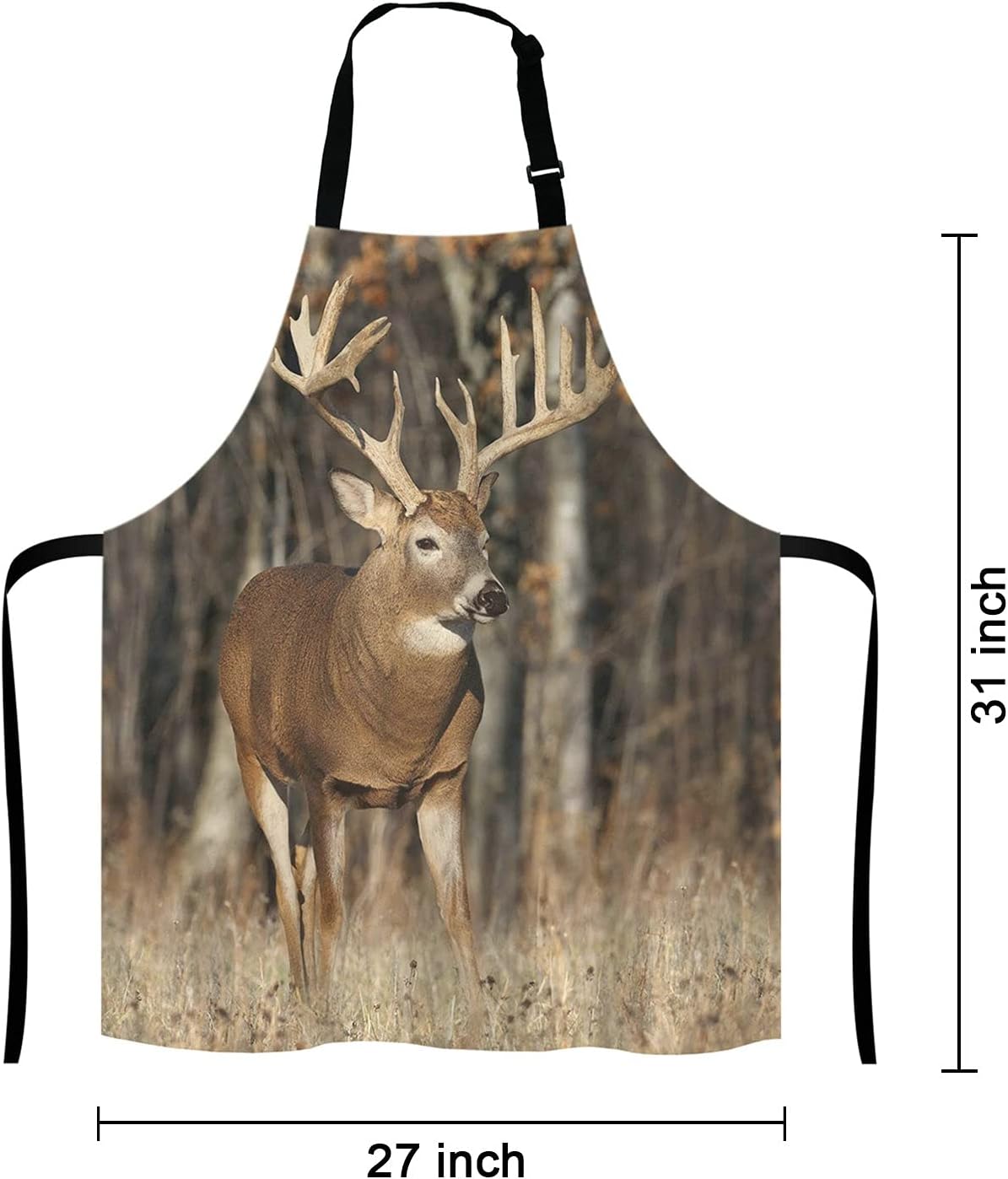 Deer Grass Hunting Bib Apron with Adjustable Neck for Men Women,Suitable for Home Kitchen Cooking Waitress Chef Grill Bistro Baking BBQ Apron