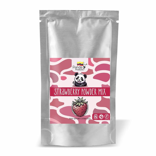 Panda Products Strawberry Powder – 17.64 oz | Premium Flavored Powder for Bubble Tea, Smoothies, Slushes, Milkshakes & Desserts