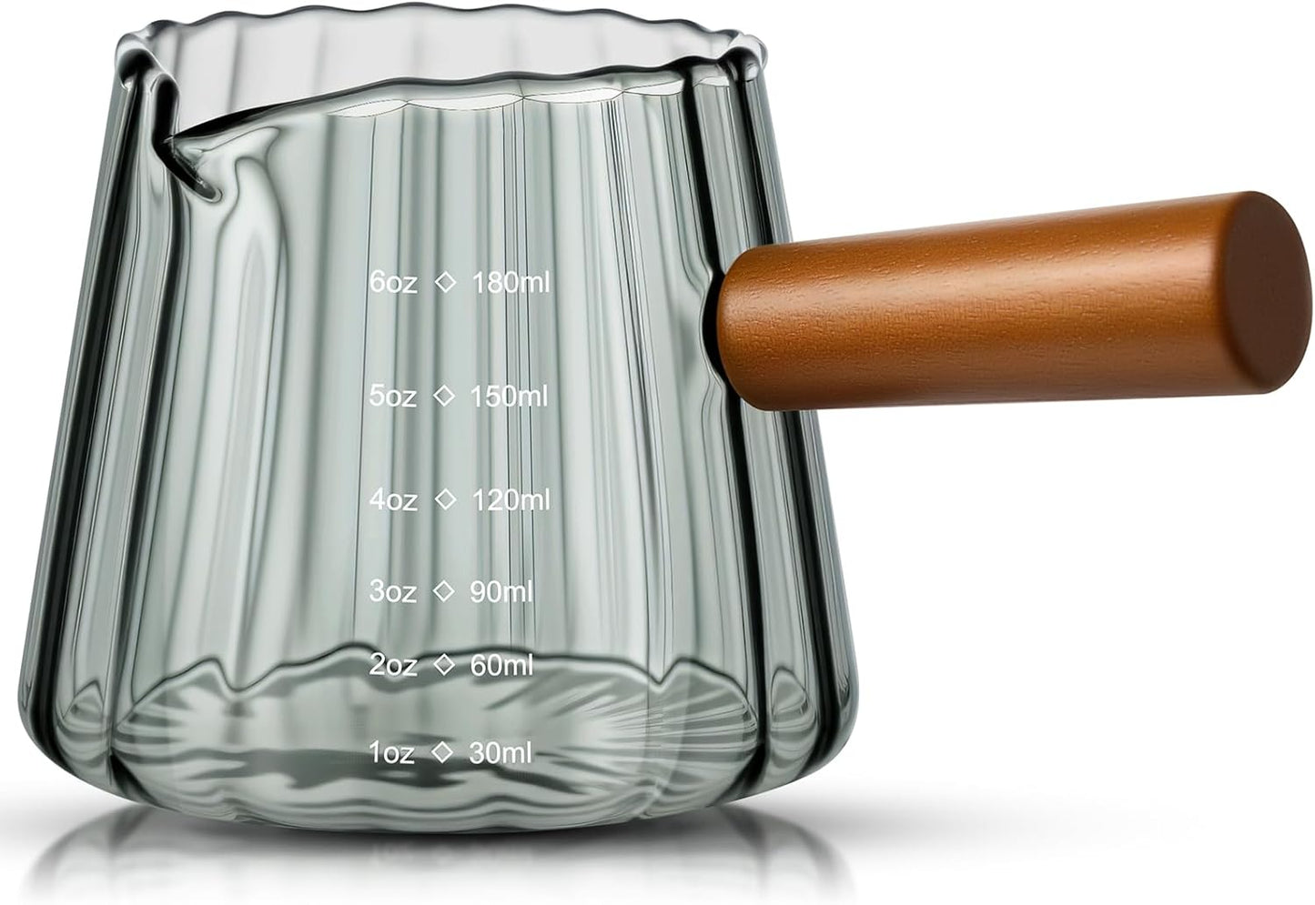 Espresso Shot Glass with Handle, 6 Oz/180 ml Espresso Cups with Single V-shaped Mouth, Measuring Cup for Milk Tea Coffee Bar Accessories(Gray,1 Pcs)