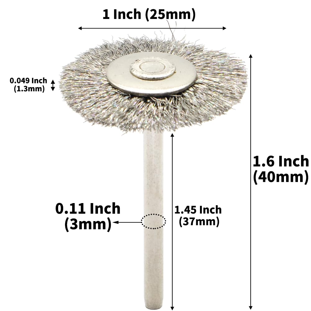 45-Piece Wire Brush Set - Metal Rust Removal, Polishing, Cleaning - Shaft 1/8″ (3mm) - Removes Burrs, Dust, and Oxide Layer - Handles Rough Surfaces - Designed for Industrial and DIY Enthusiasts