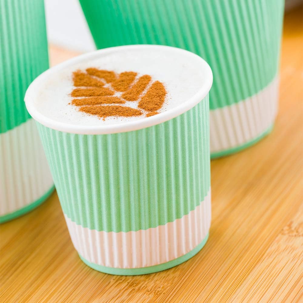 4 oz Light Green Paper Coffee Cup - Ripple Wall - 2 1/2" x 2 1/2" x 2 1/4" - 500 count box