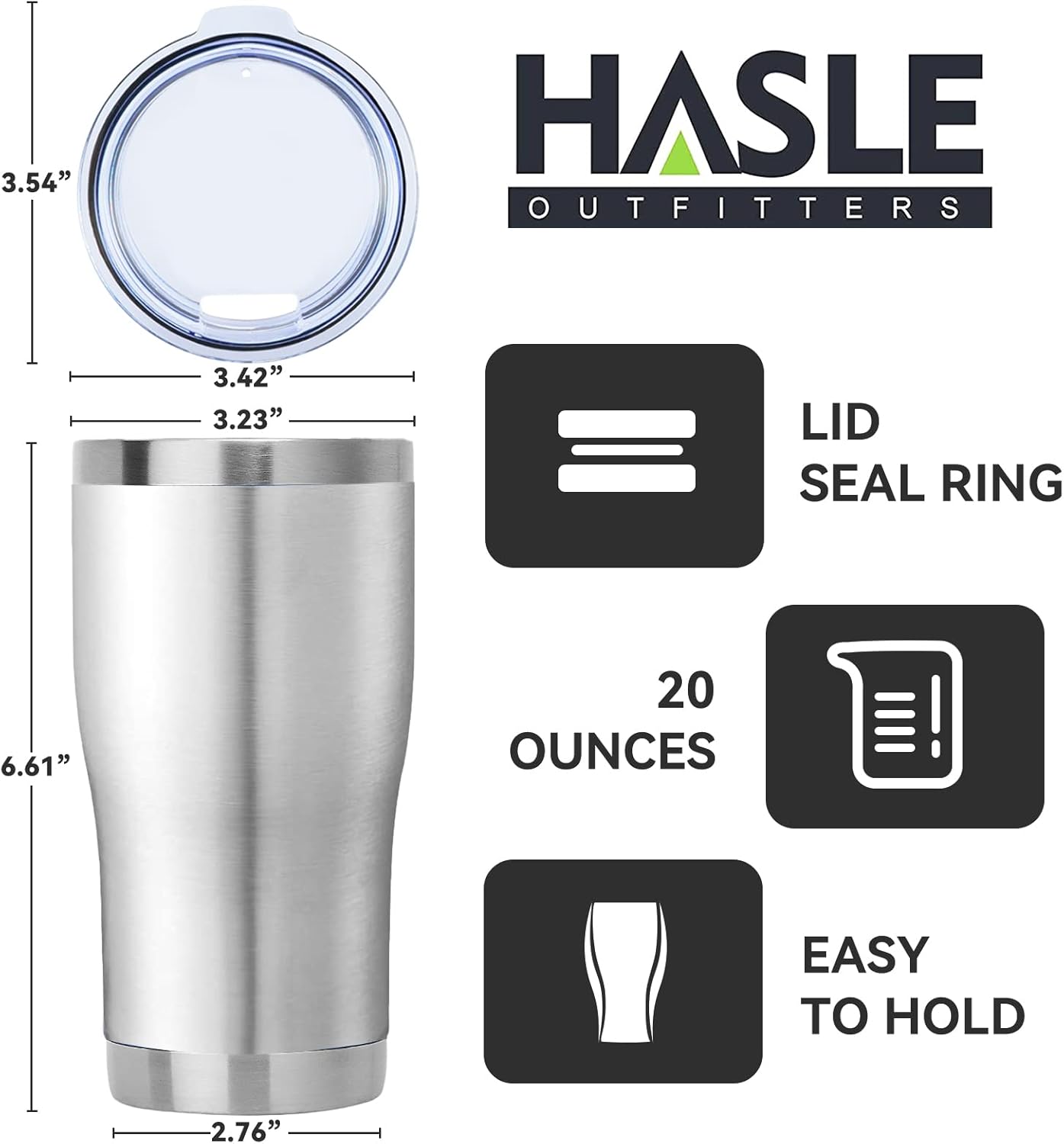 HASLE OUTFITTERS 20 oz Tumbler Bulk, Stainless Steel Tumblers with Lid, Vacuum Insulated Tumbler, Double Wall Tumbler Cup, coffee mugs, Stainless Steel, 12 Pack