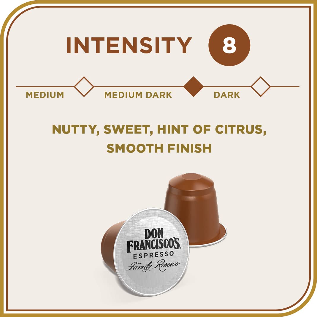 Don Francisco's Old Havana Espresso Pods: 80 Recyclable Aluminum Capsules, Intensity 8 Medium Dark Roast, Nespresso Original Line Compatible - Bold Cuban-Style coffee with Nutty Notes