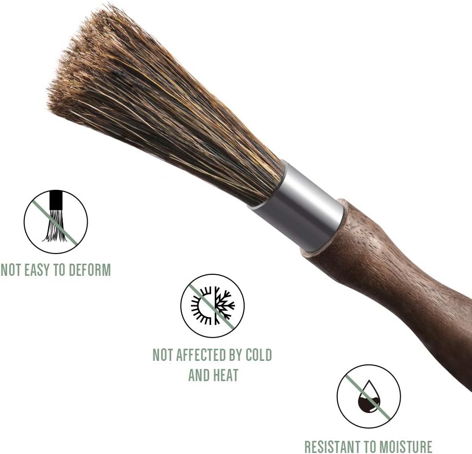 Coffee Brush Coffee Grinder Cleaning Brush Coffee Grinder Brush Natural Boar Bristles Walnut Handle with Suspension Band, Professional Equipment for Your Barista Home Kitchen