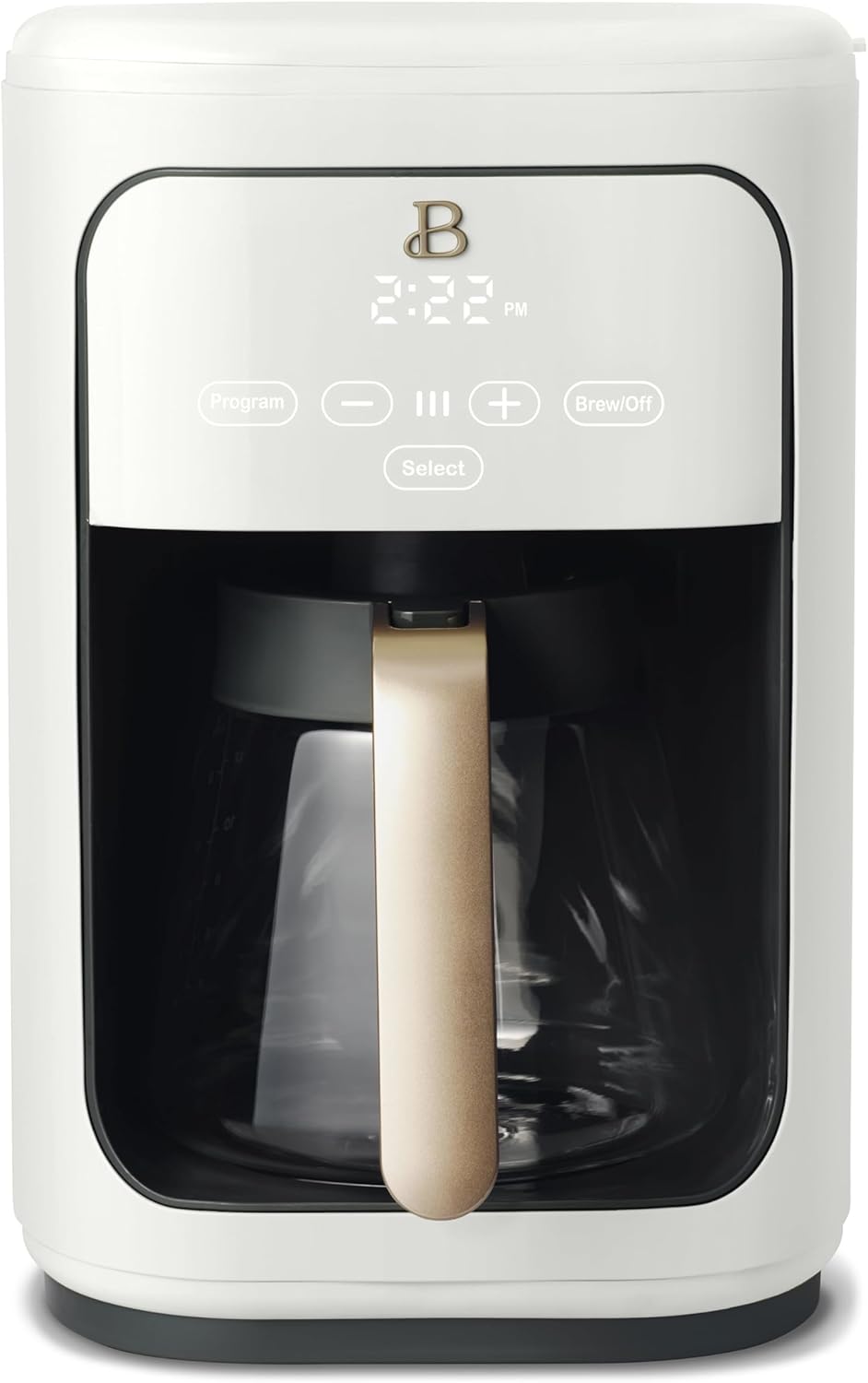 Beautiful Coffee Maker, 14-Cup, Touch-Activated Display, Programmable, Automatic Shut-Off, 1200W, Keep Warm, 24h Timer (White Icing)