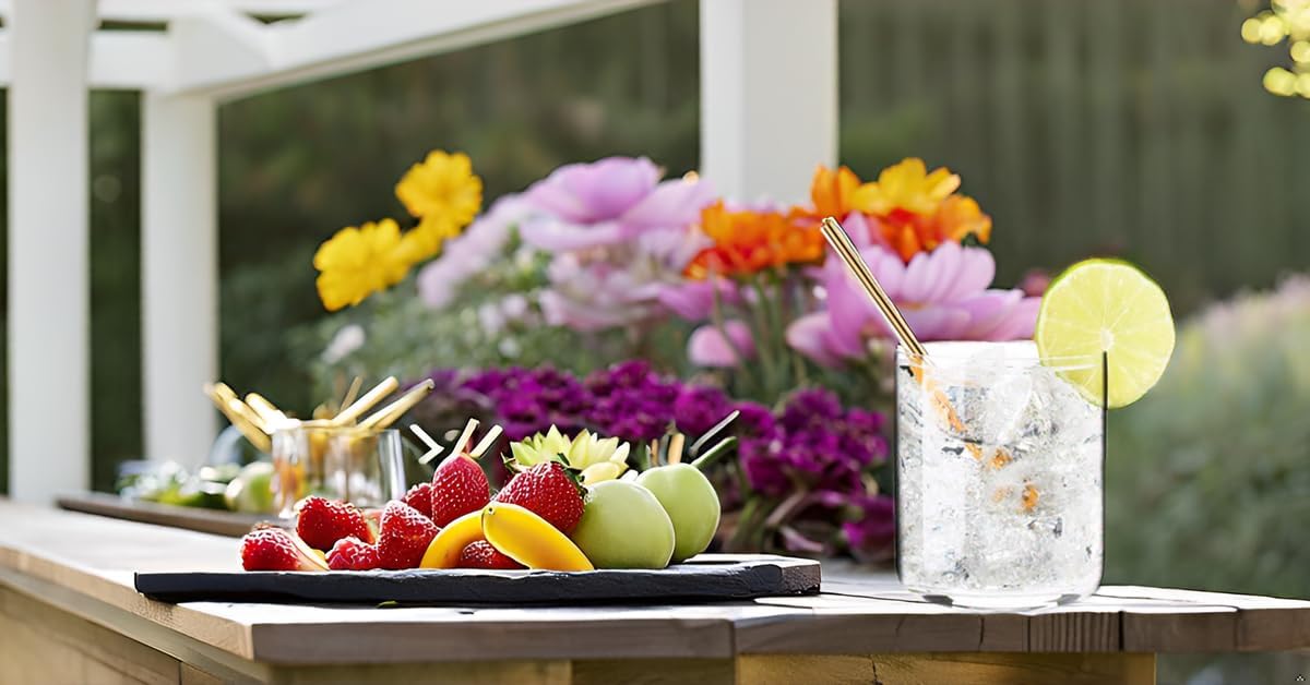 Gold Stainless Steel Short Straws 5 1/2 Inches - 32 pcs - Reusable Metal Drinking Straws - Good for Cocktail, Party, Juices, Ice Coffee