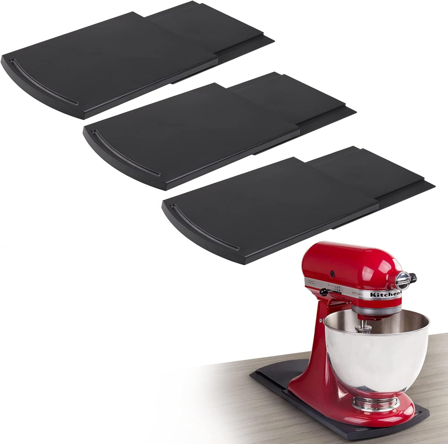 Bruvoalon Kitchen Appliance Sliding Tray, Slider for Coffee Pot, Coffee Maker, Toaster, KitchenAid Mixer, Blenders and Air Fryer, Coutertop with Rolling Wheels (3 Pack)